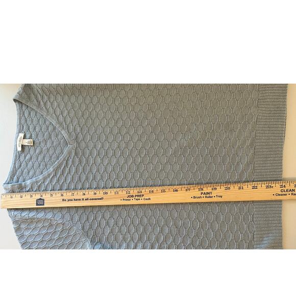 Ella Moss Light Blue Chunky Knit V-Neck Sweater Short Sleeve Winter Casual Large - Picture 5 of 6